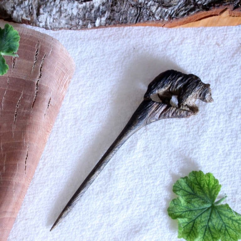 گیره مو تکی دستساز چوبی طرح خرس سیاه کد 102503 — تصویر ۵