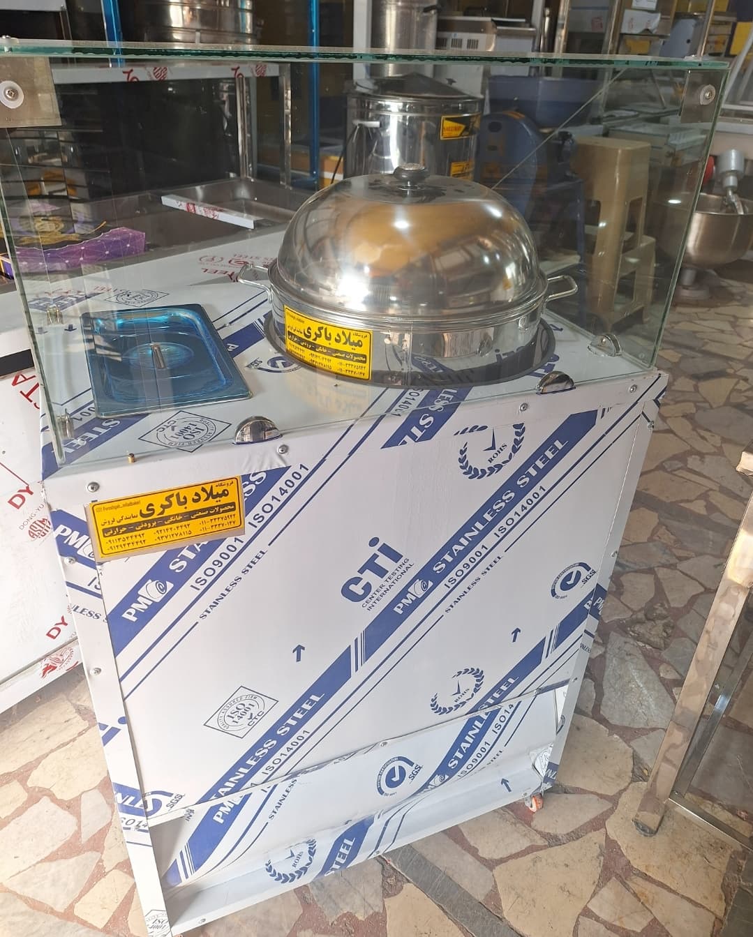 دستگاه بخار پز ذرت مکزیکی کامل جنس ورق استیل سنگین شیشه — تصویر ۴