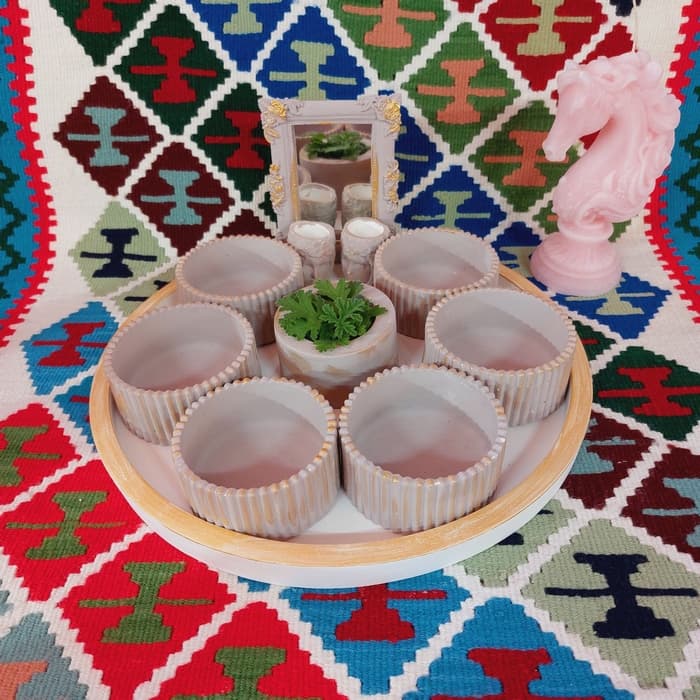 سفره هفت سین سنگ مصنوعی طرح شیاردار بدون شمع اسب — تصویر ۶