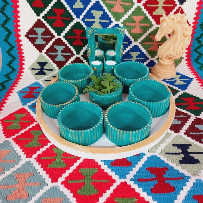 سفره هفت سین سنگ مصنوعی طرح شیاردار بدون شمع اسب — تصویر ۷
