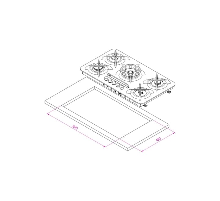 اجاق گاز رومیزی شیشه ای کن مدل اپل (APPLE) — تصویر ۴