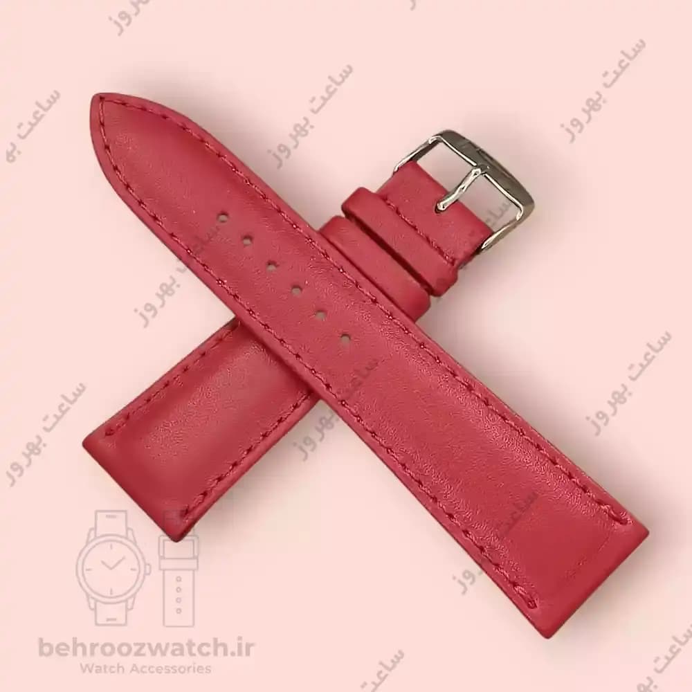 بند ساعت چرم PG ساده قرمز سایز 24 — تصویر ۳