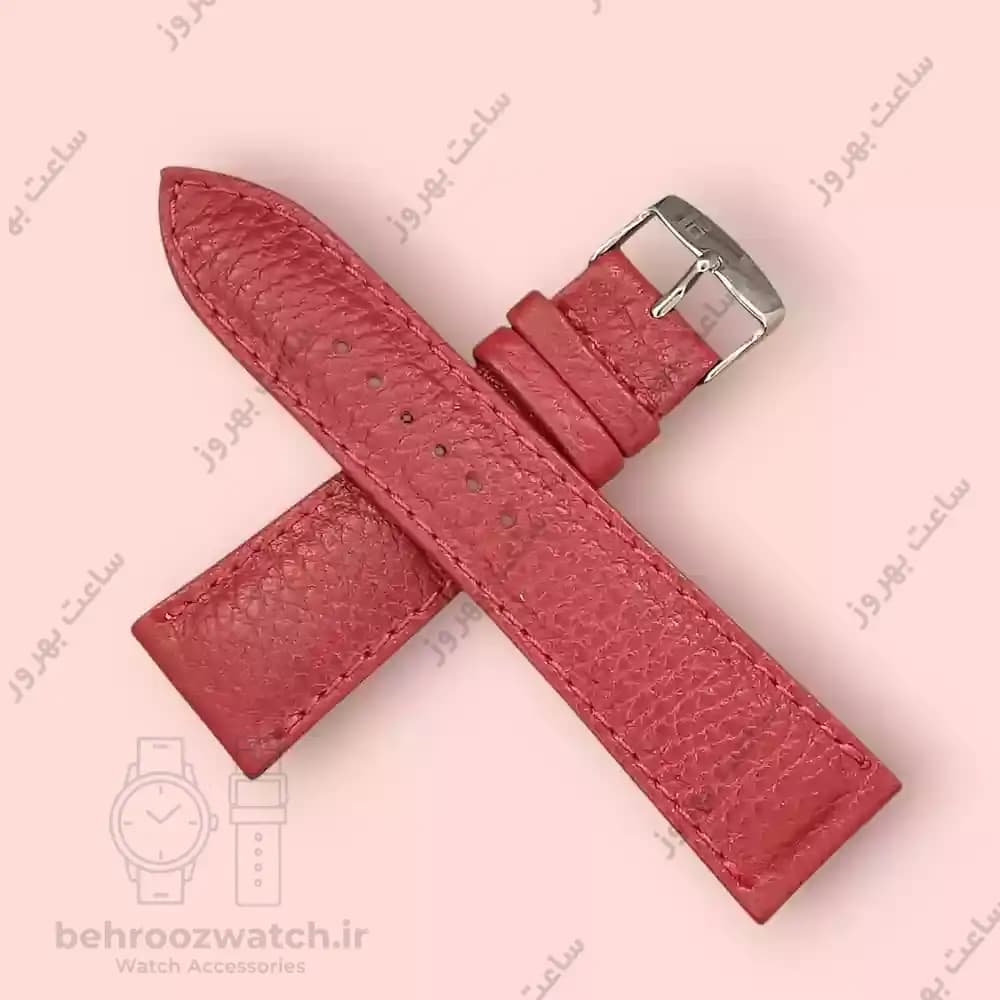 بند ساعت چرم PG طرح بوفالو قرمز سایز 24 — تصویر ۳