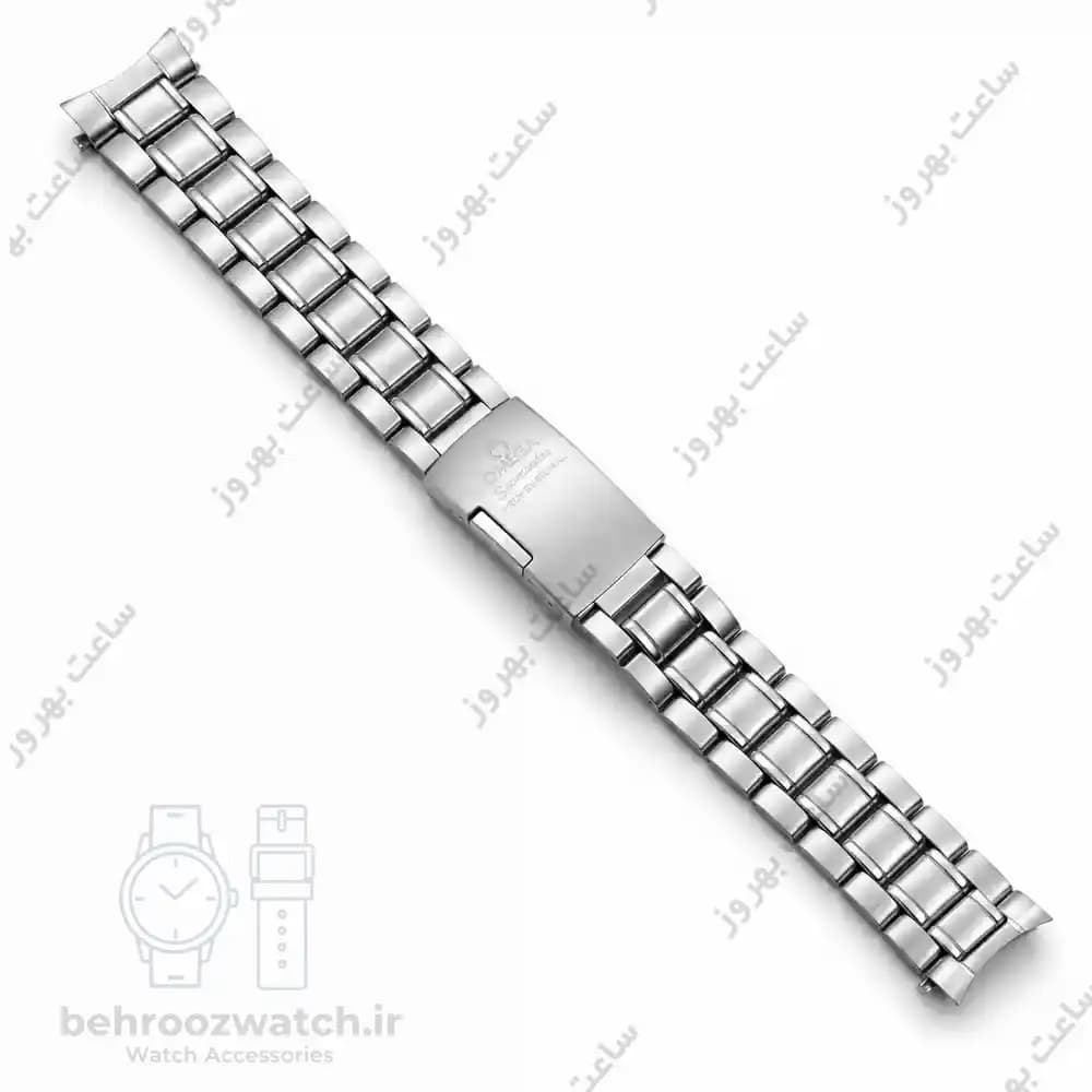 بند ساعت مچی استیل امگا (OMEGA) سایز ۱۸ میلی‌متر سربند هلالی
