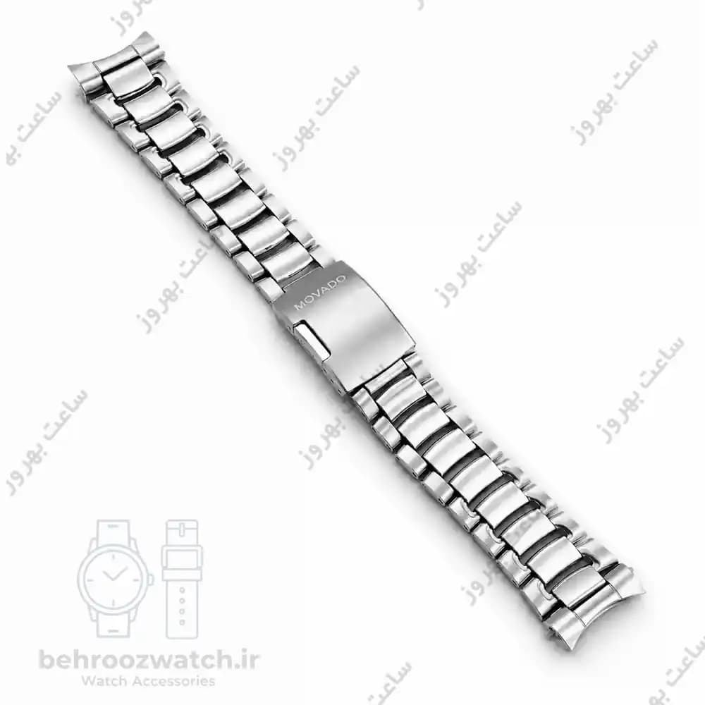 بند ساعت مچی استیل موادو (MOVADO) سایز ۲۲ میلی‌متر سربند هلالی