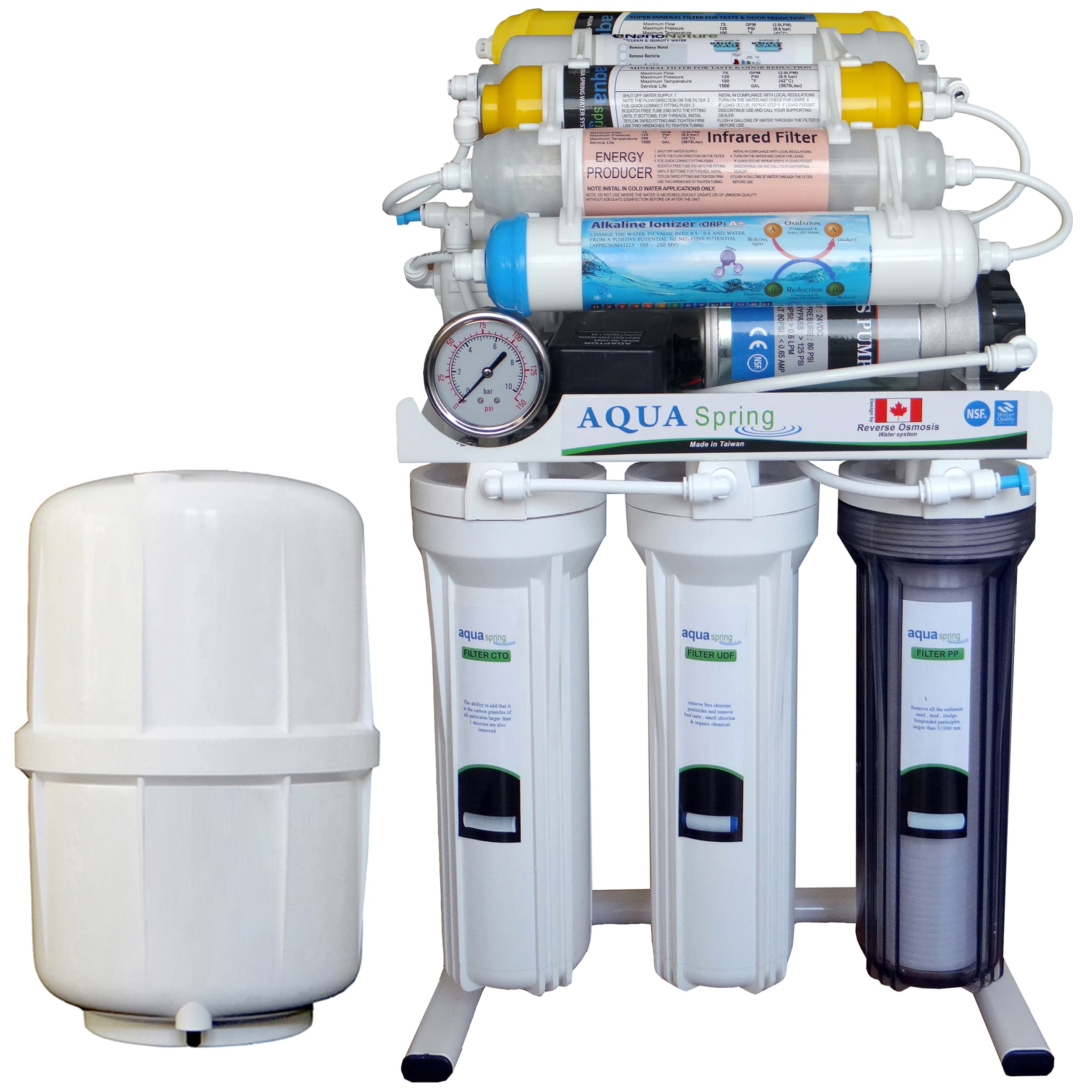 دستگاه تصفیه کننده آب آکوا اسپرینگ مدل RO NF3950 به همراه فیلتر مجموعه چهار عددی — تصویر ۲