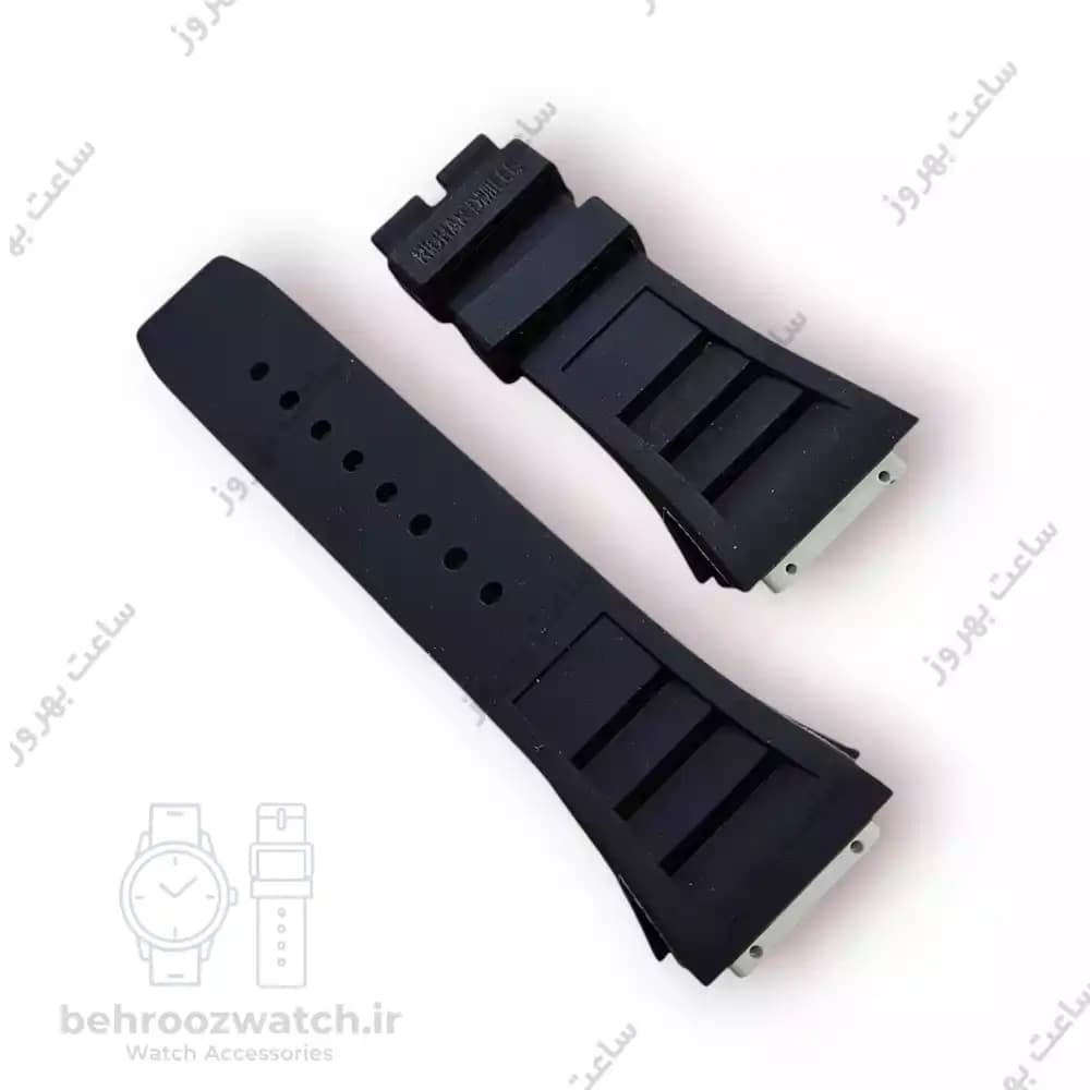 بند ساعت رابر مشکی ریچارد میل کیفیت عالی (اتصال با پیچ)