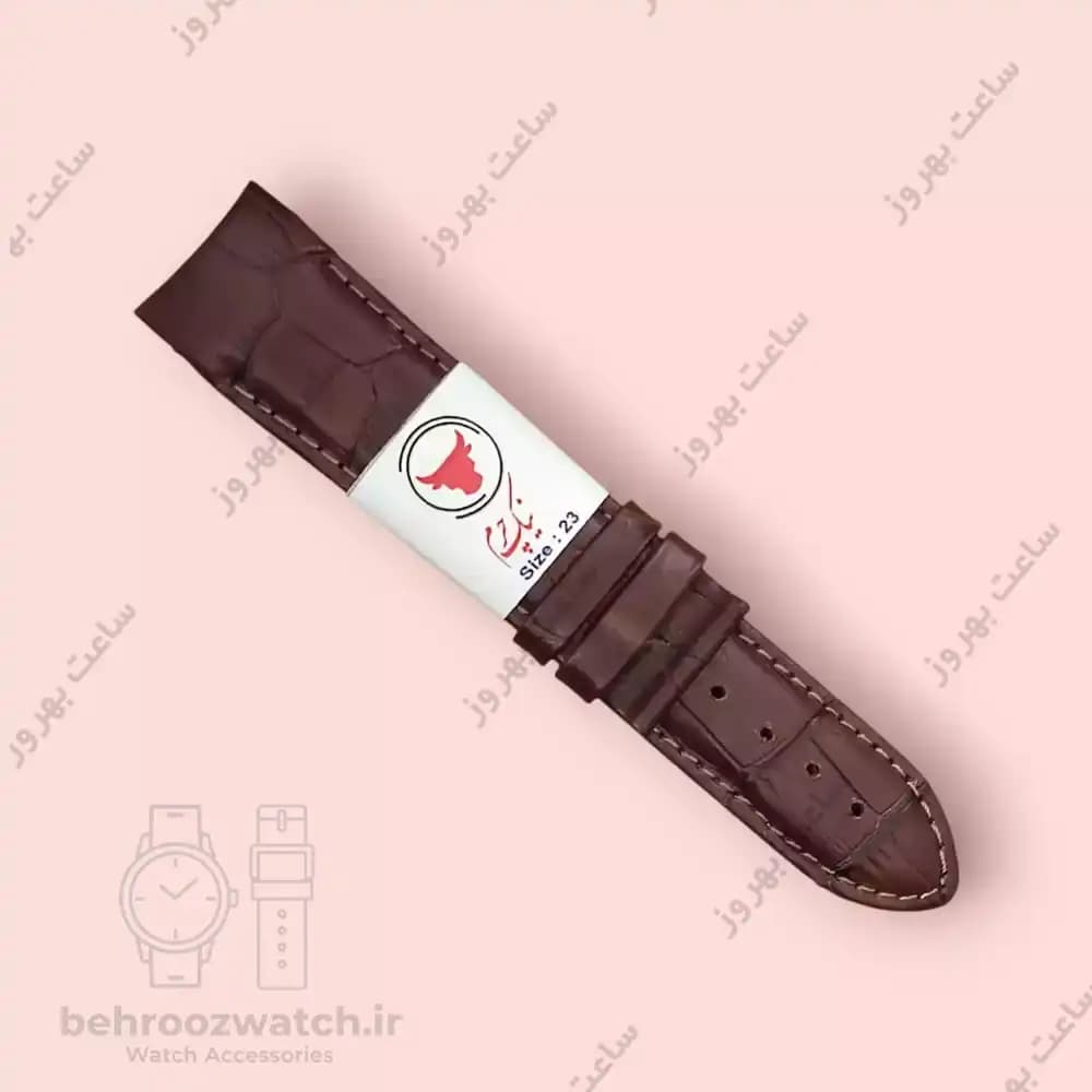 بند ساعت فیکس نیک چرم طبیعی کروکودیلی کاکائویی سایز 23 — تصویر ۲