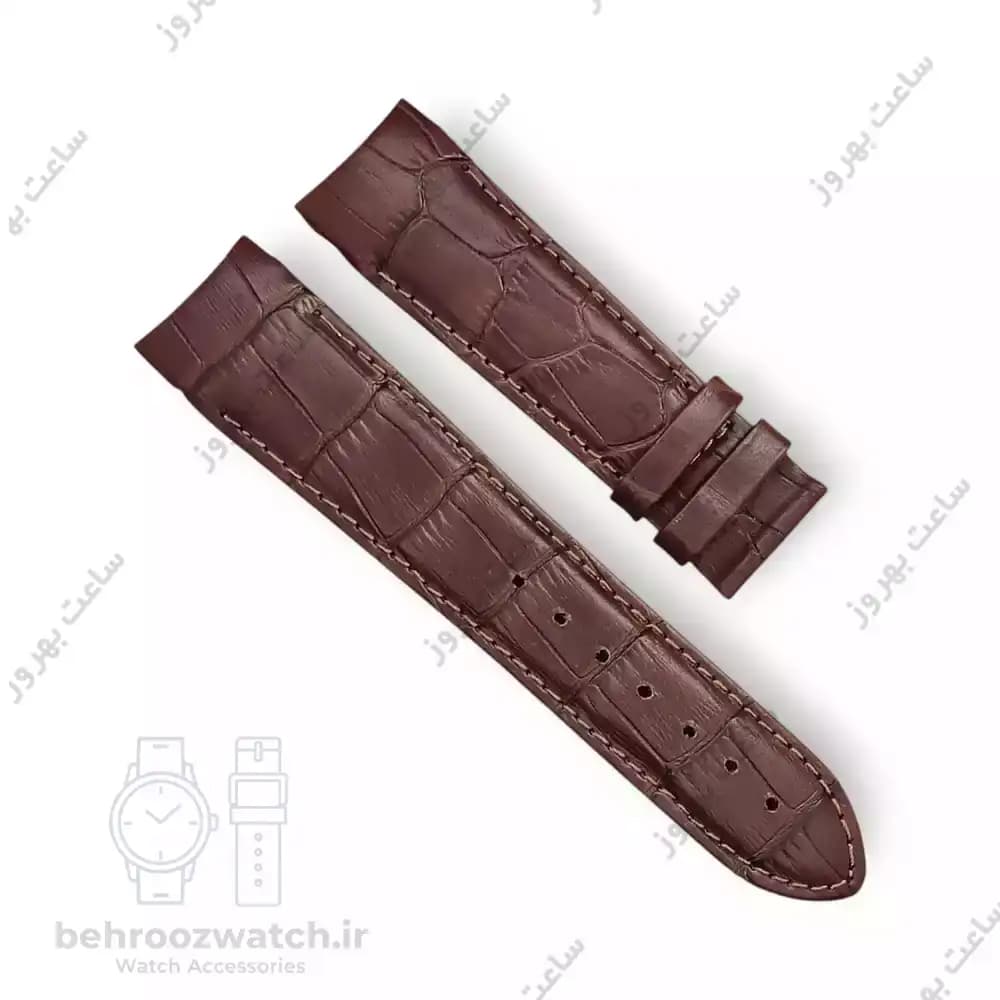 بند ساعت فیکس نیک چرم طبیعی کروکودیلی کاکائویی سایز 23
