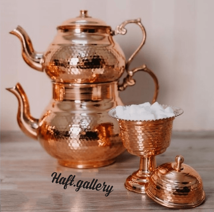 قوری و کتری چکشی مسی کد 102327