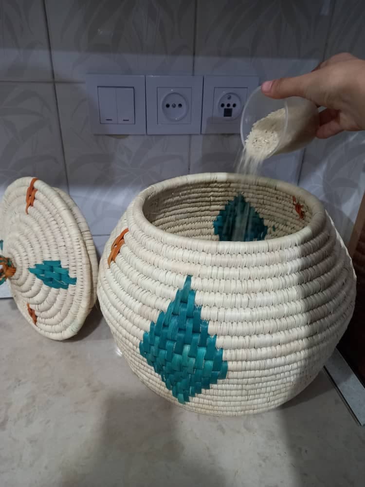 جابرنجی خمره ای طرح لوزی 10 کیلویی حصیری کد 102307 — تصویر ۳