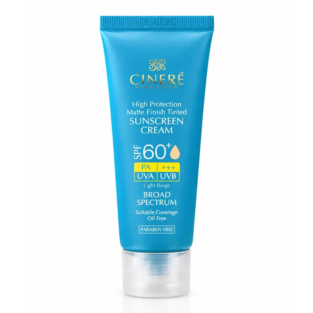 کرم ضد آفتاب مات رنگی پوست چرب بژ روشن +SPF60 سینره 50 میل — تصویر ۳
