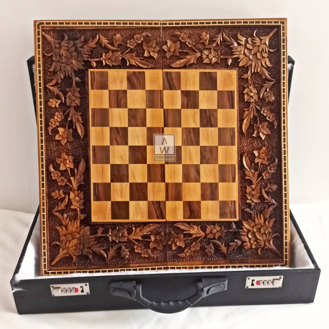 تخته نرد معرق منبت چوبی شطرنجی کد 102296