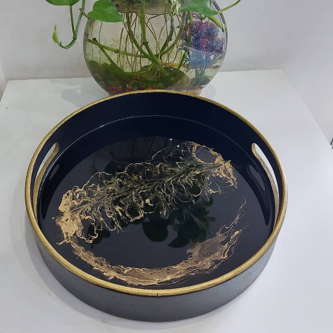 سینی چوب و رزین قطر 30 کد 102286