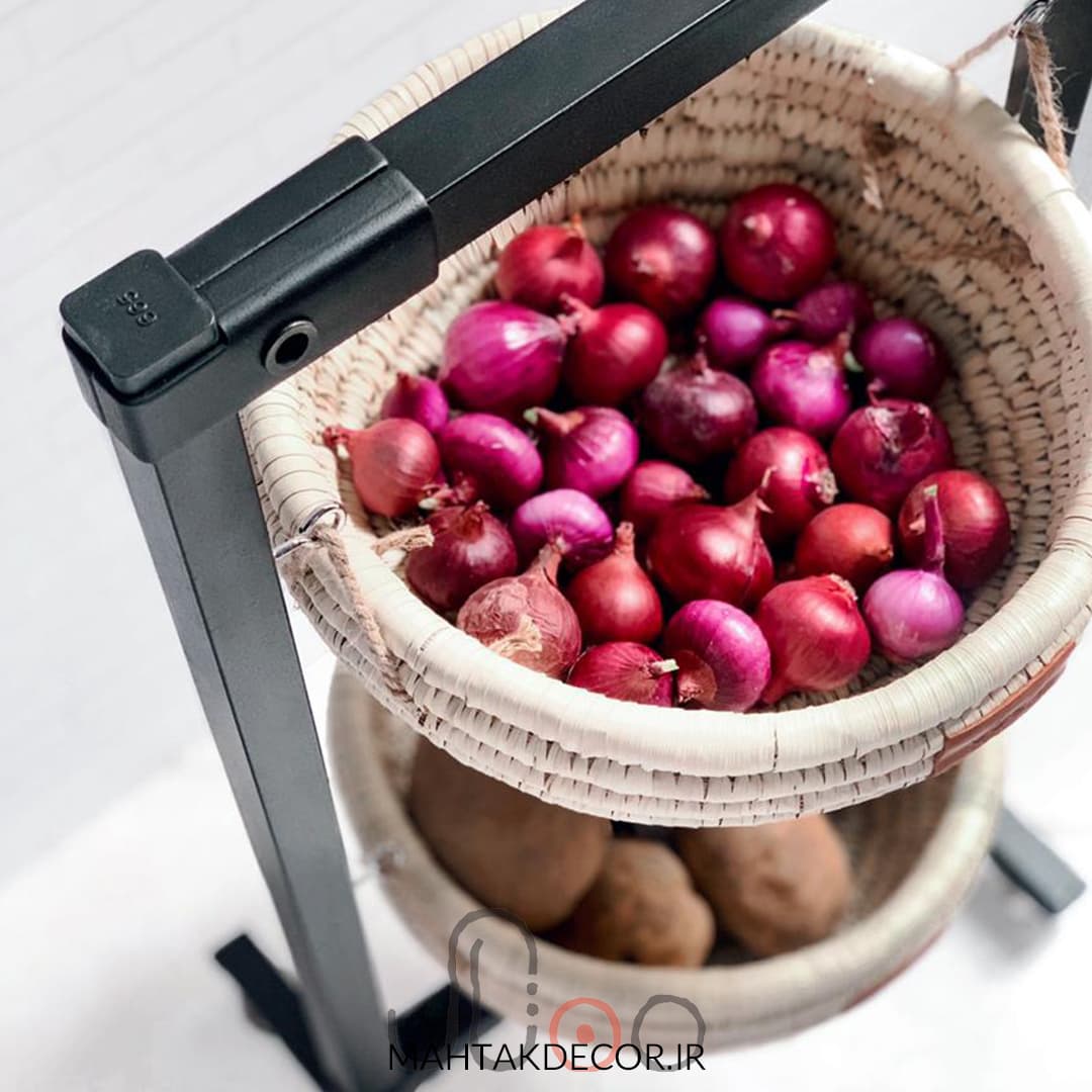 سبد سیب زمینی و پیاز پایه مشکی — تصویر ۳