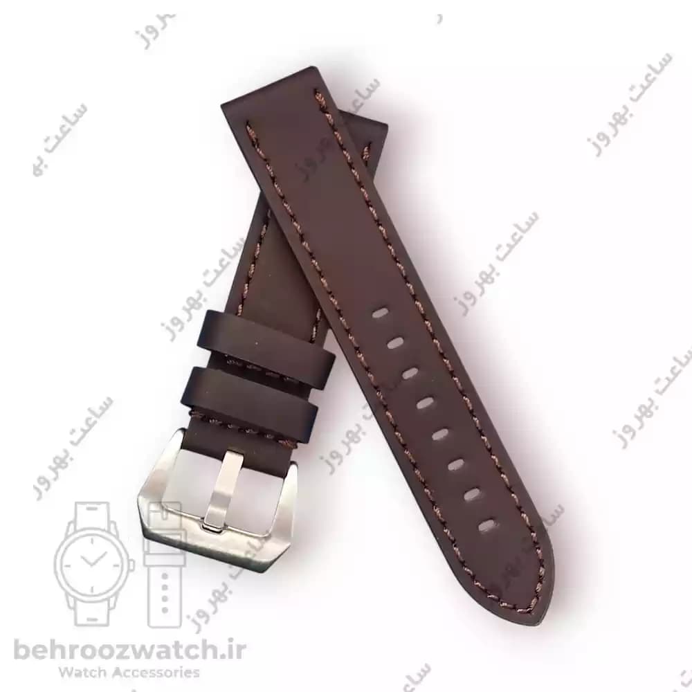 بند ساعت مچی چرم اسپرتی سایز 22 قهوه ای — تصویر ۴