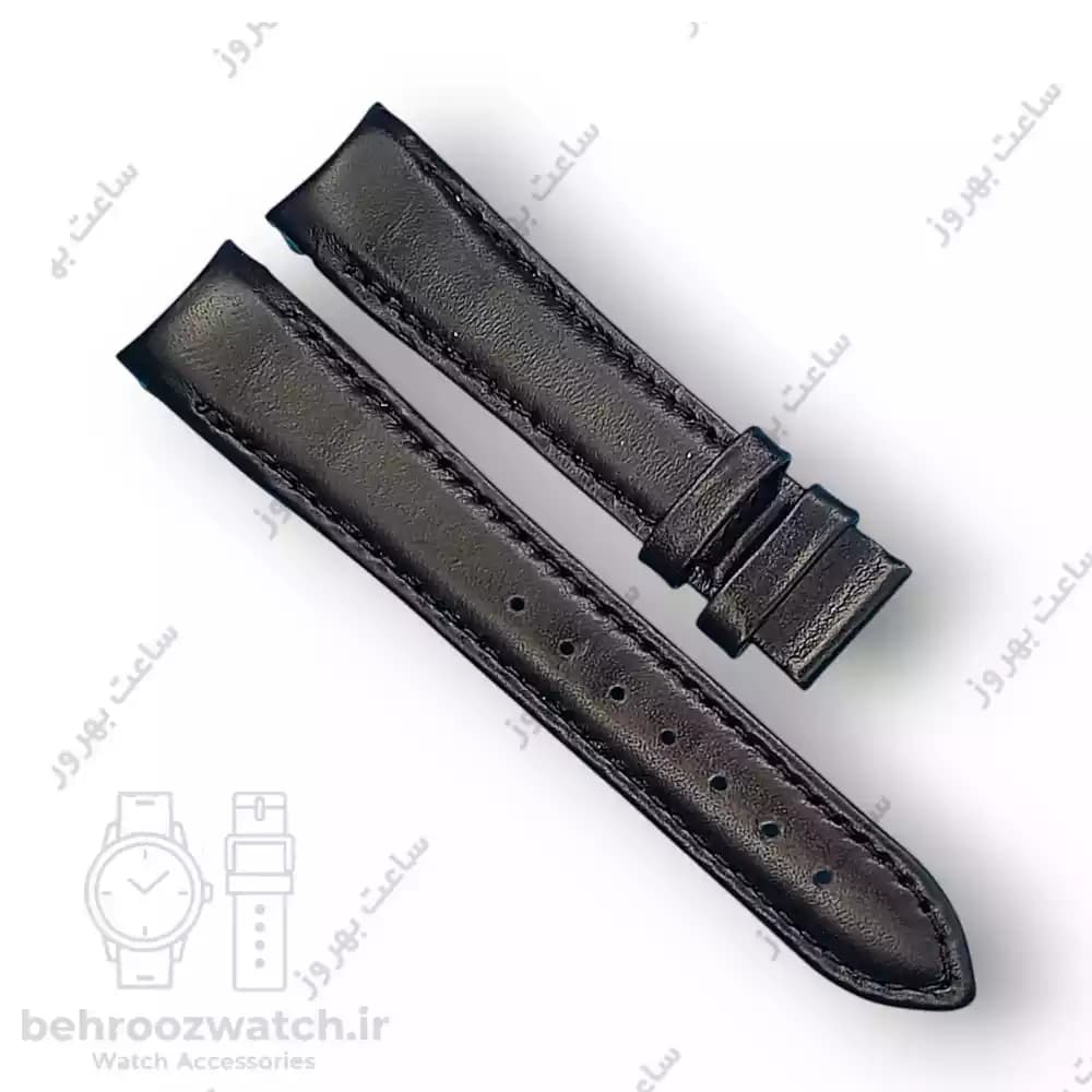 بند ساعت فیکس نیک چرم طبیعی ساده مشکی 18