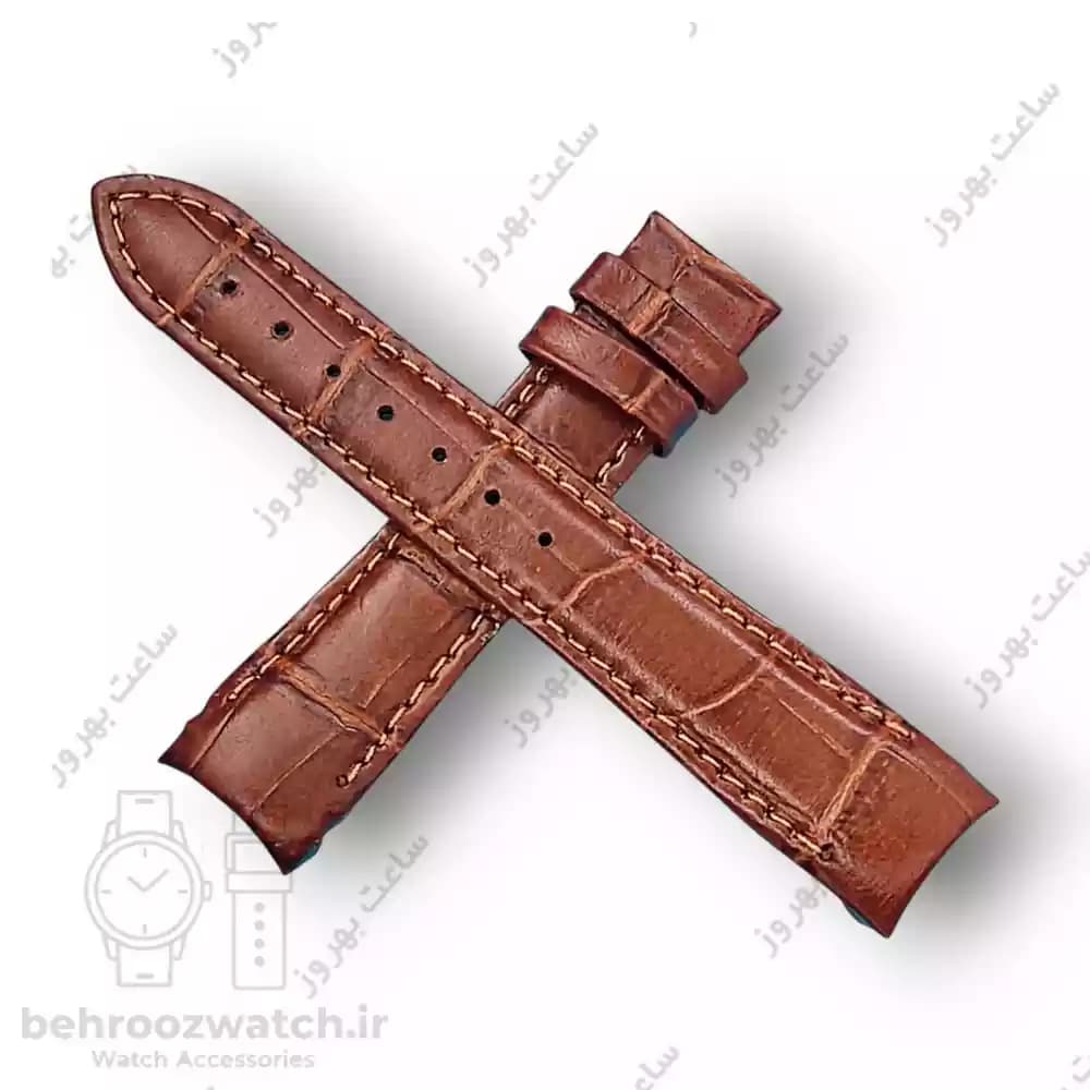 بند ساعت فیکس نیک چرم طبیعی کروکودیلی قهوه ای متوسط 18 — تصویر ۳