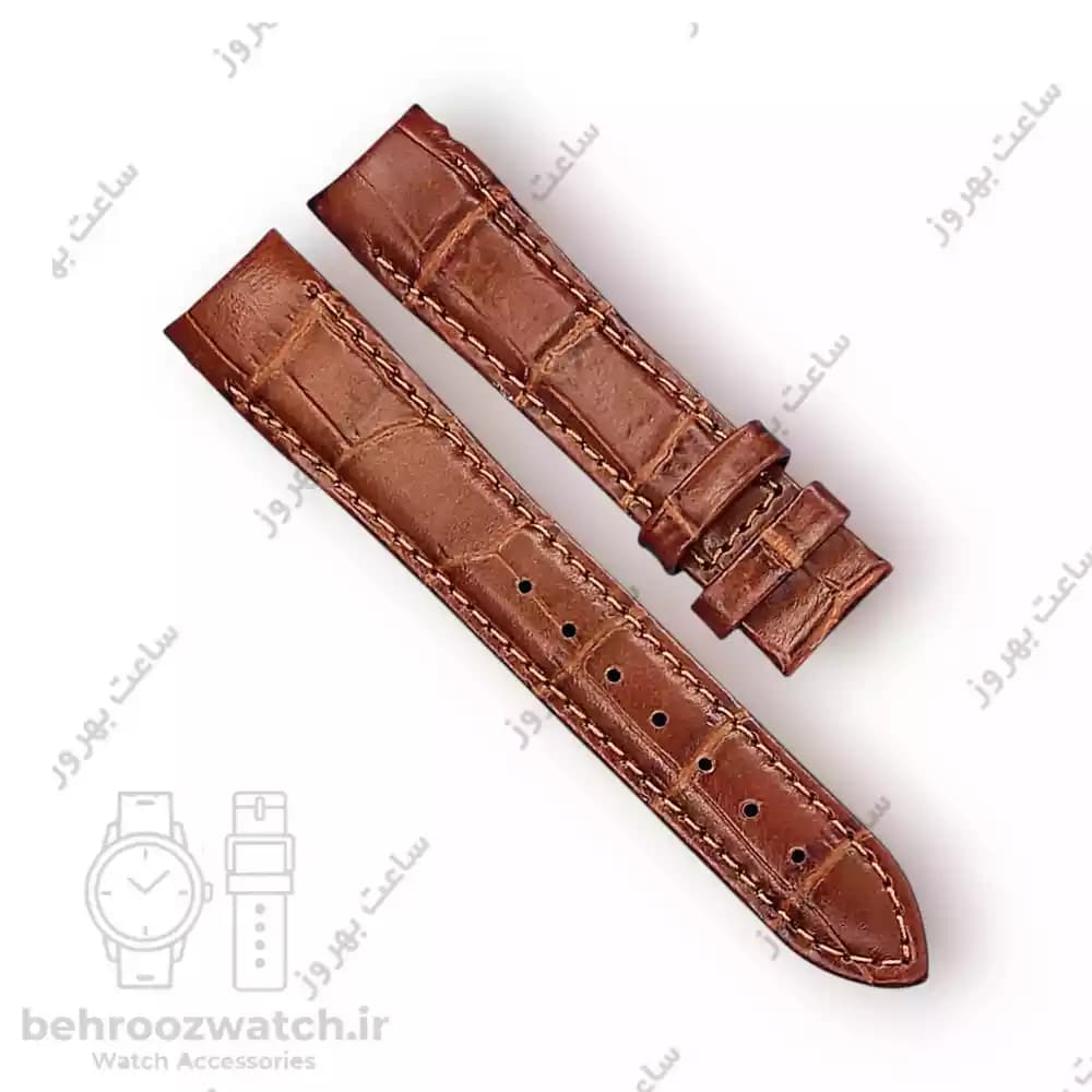 بند ساعت فیکس نیک چرم طبیعی کروکودیلی قهوه ای متوسط 18