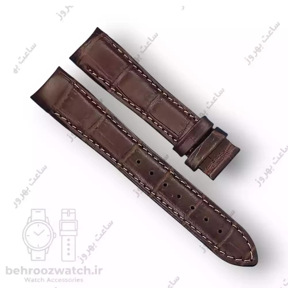 بند ساعت فیکس نیک چرم طبیعی کروکودیلی کاکائویی 18