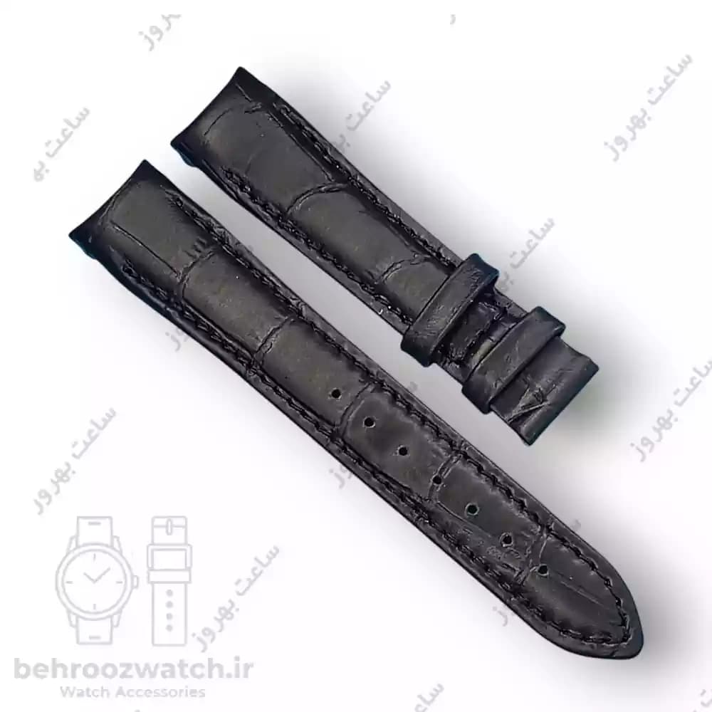 بند ساعت فیکس نیک چرم طبیعی کروکودیلی مشکی 18