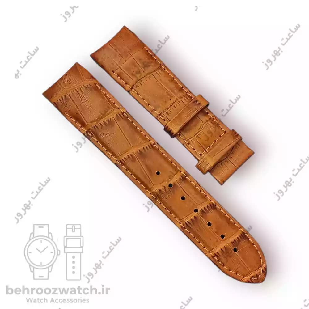 بند ساعت فیکس نیک چرم طبیعی کروکودیلی قهوه ای متوسط 20