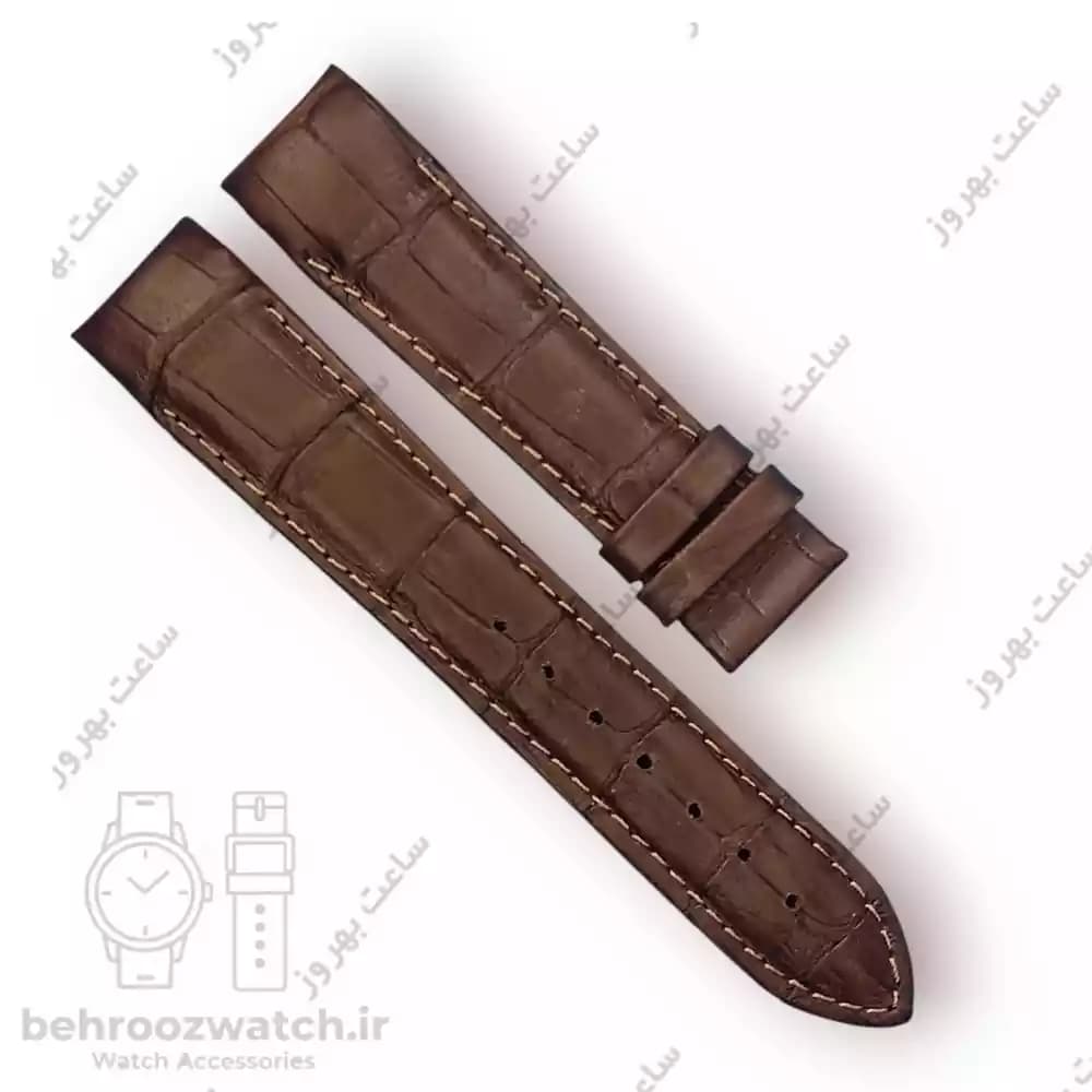 بند ساعت فیکس نیک چرم طبیعی کروکودیلی کاکائویی 20