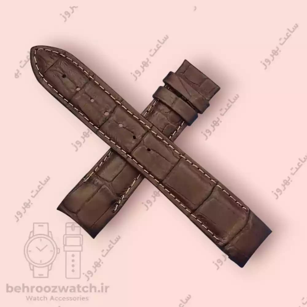بند ساعت فیکس نیک چرم طبیعی کروکودیلی کاکائویی 20 — تصویر ۴