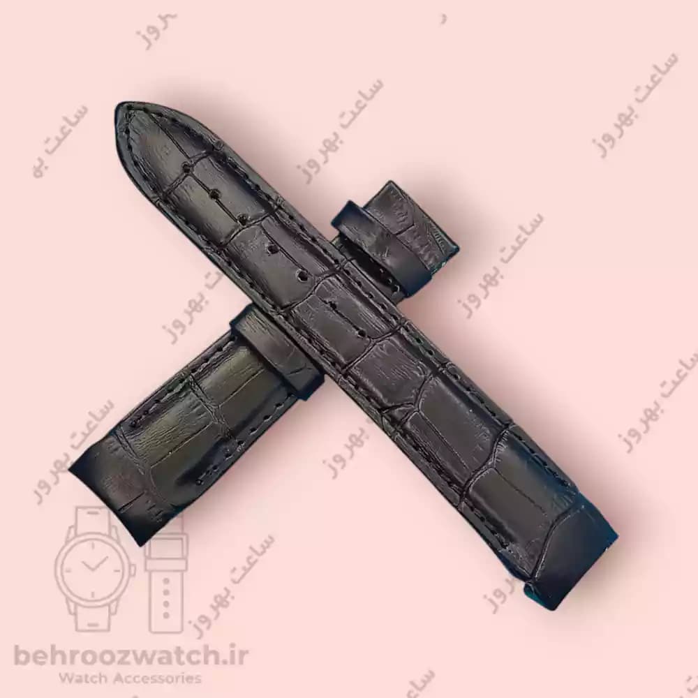 بند ساعت فیکس نیک چرم طبیعی کروکودیلی مشکی 20 — تصویر ۴