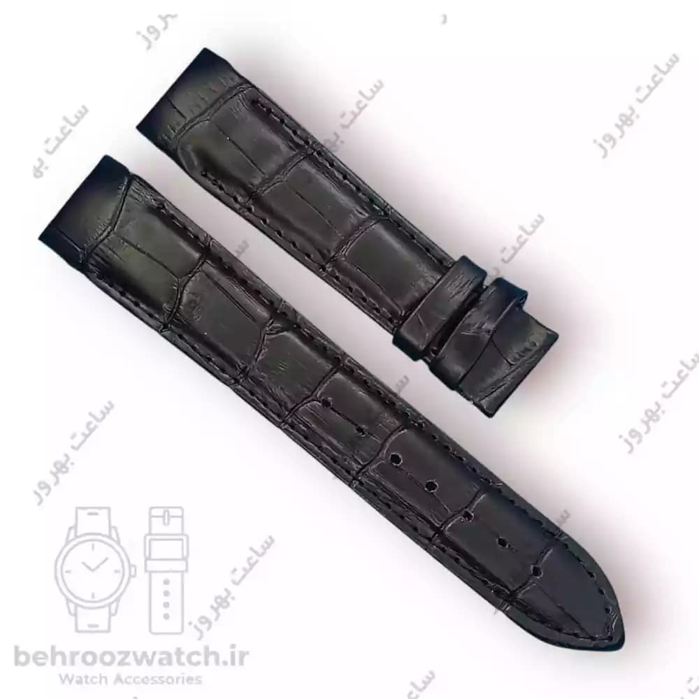 بند ساعت فیکس نیک چرم طبیعی کروکودیلی مشکی 20
