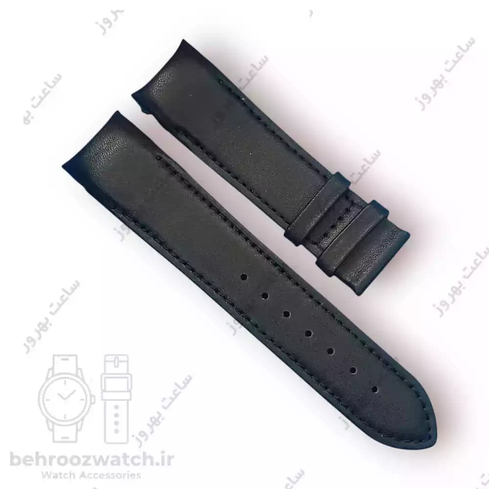 بند ساعت فیکس نیک چرم طبیعی ساده مشکی 22
