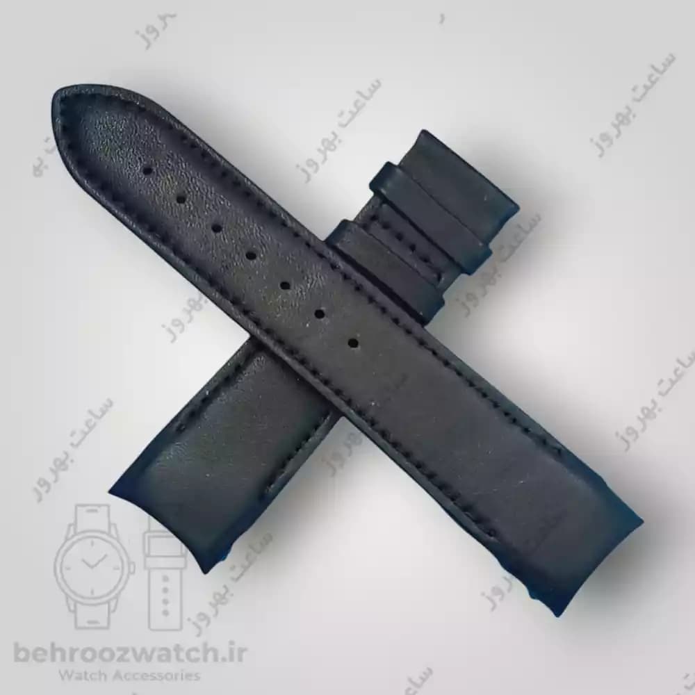 بند ساعت فیکس نیک چرم طبیعی ساده مشکی 22 — تصویر ۳