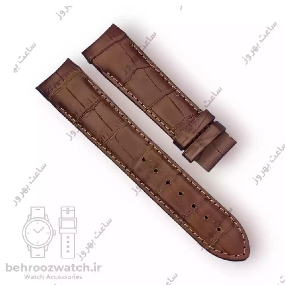 بند ساعت فیکس نیک چرم طبیعی کروکودیلی کاکائویی 22