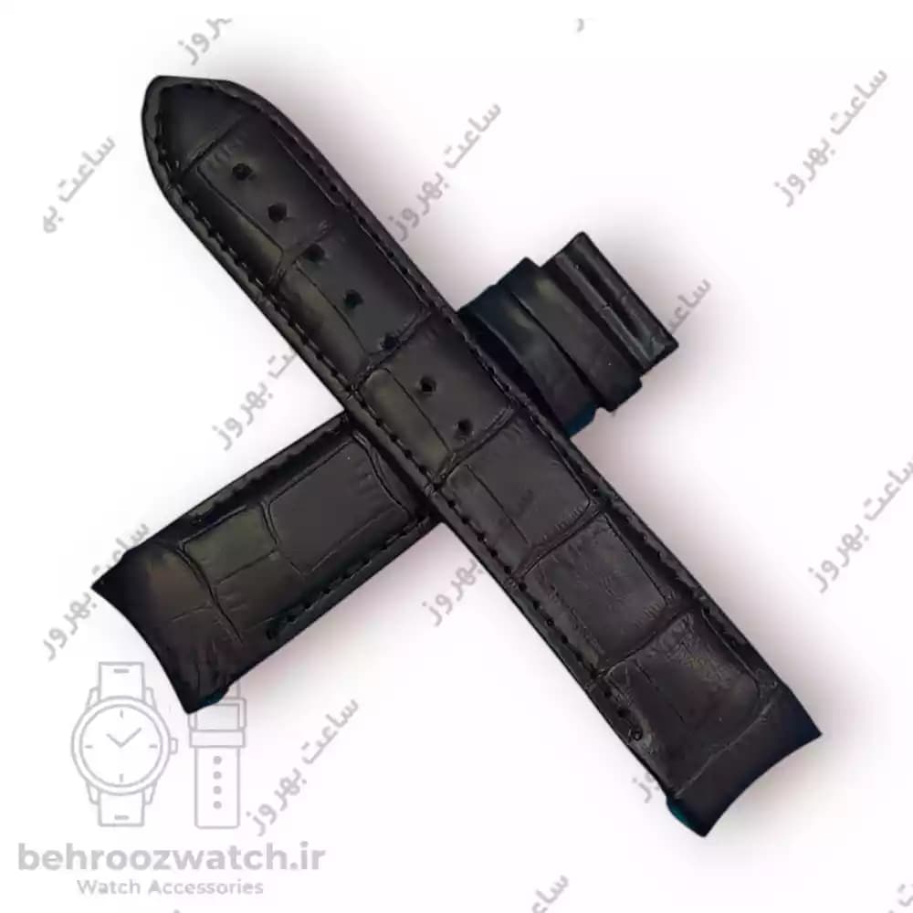 بند ساعت فیکس نیک چرم طبیعی کروکودیلی مشکی 22 — تصویر ۳