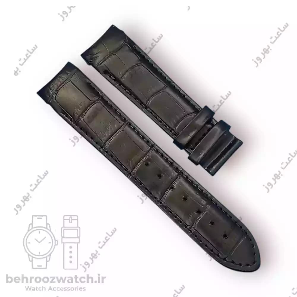 بند ساعت فیکس نیک چرم طبیعی کروکودیلی مشکی 22