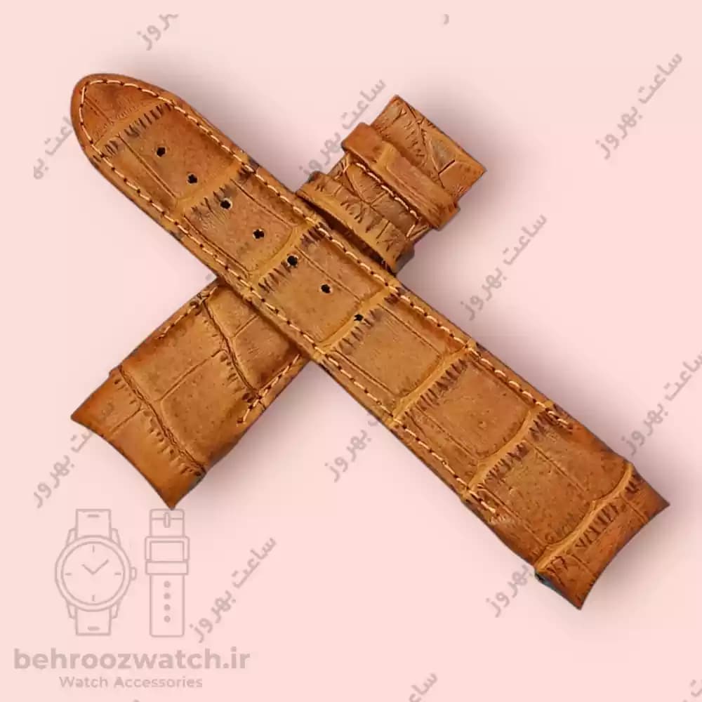 بند ساعت فیکس نیک چرم طبیعی کروکودیلی قهوه ای متوسط 24 — تصویر ۴