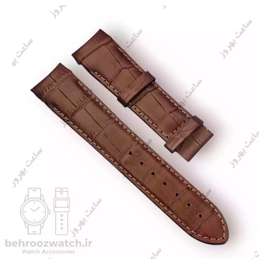 بند ساعت فیکس نیک چرم طبیعی کروکودیلی کاکائویی 24