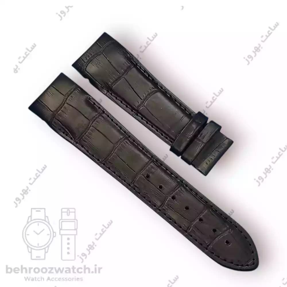 بند ساعت فیکس نیک چرم طبیعی کروکودیلی مشکی 24