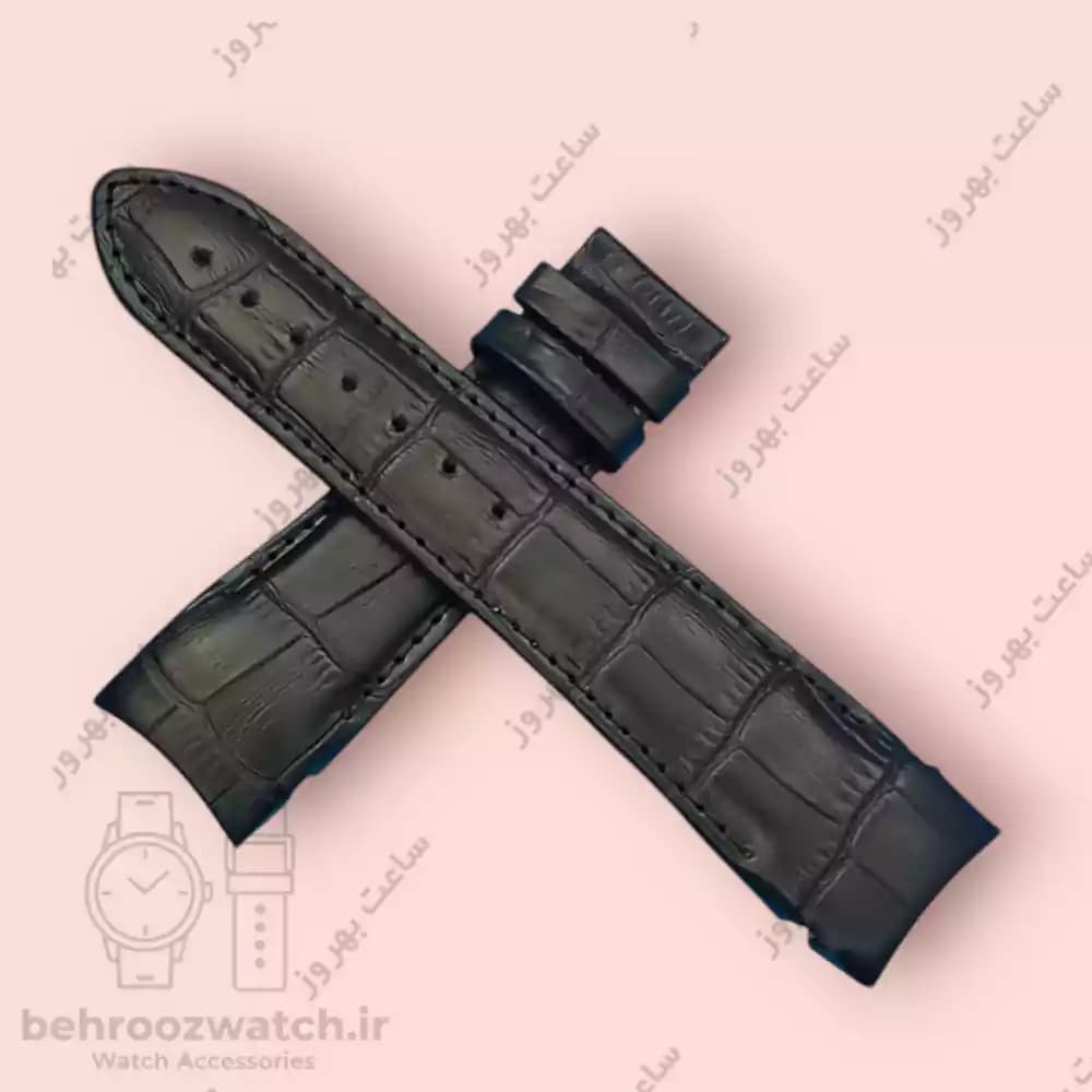بند ساعت فیکس نیک چرم طبیعی کروکودیلی مشکی 24 — تصویر ۴