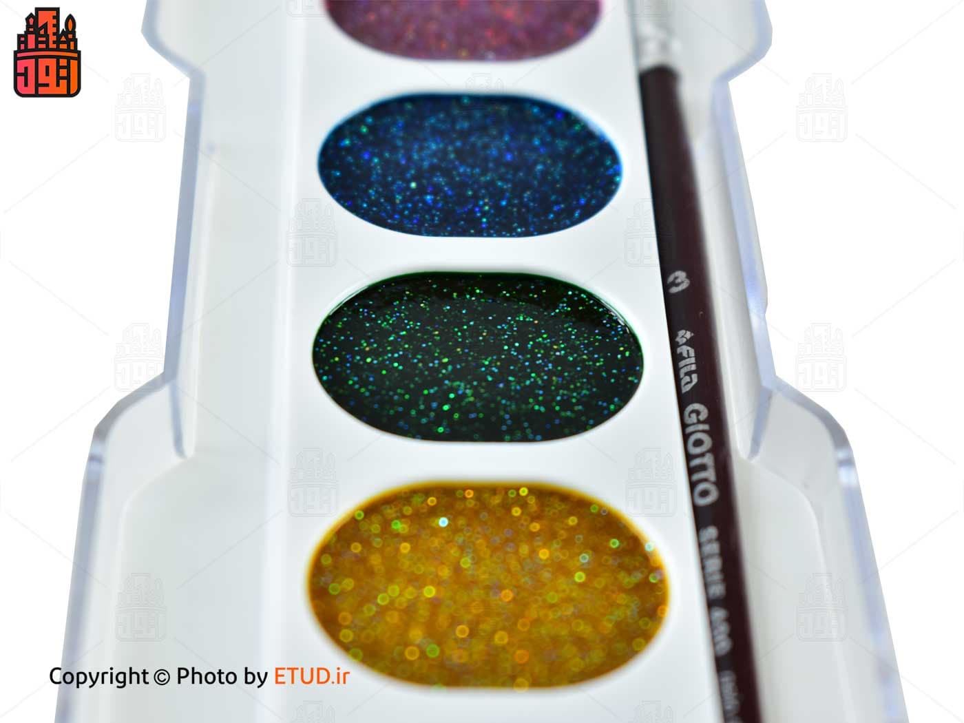 آبرنگ ۸ رنگ اکلیلی جیوتو مدل Glitter — تصویر ۳