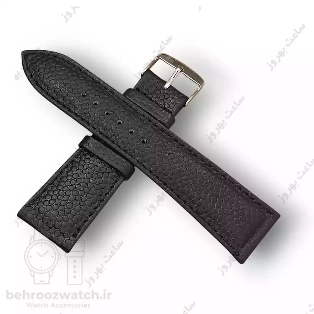 بند ساعت چرم طبیعی PG طرح بوفالو مشکی (سایز 24) — تصویر ۴