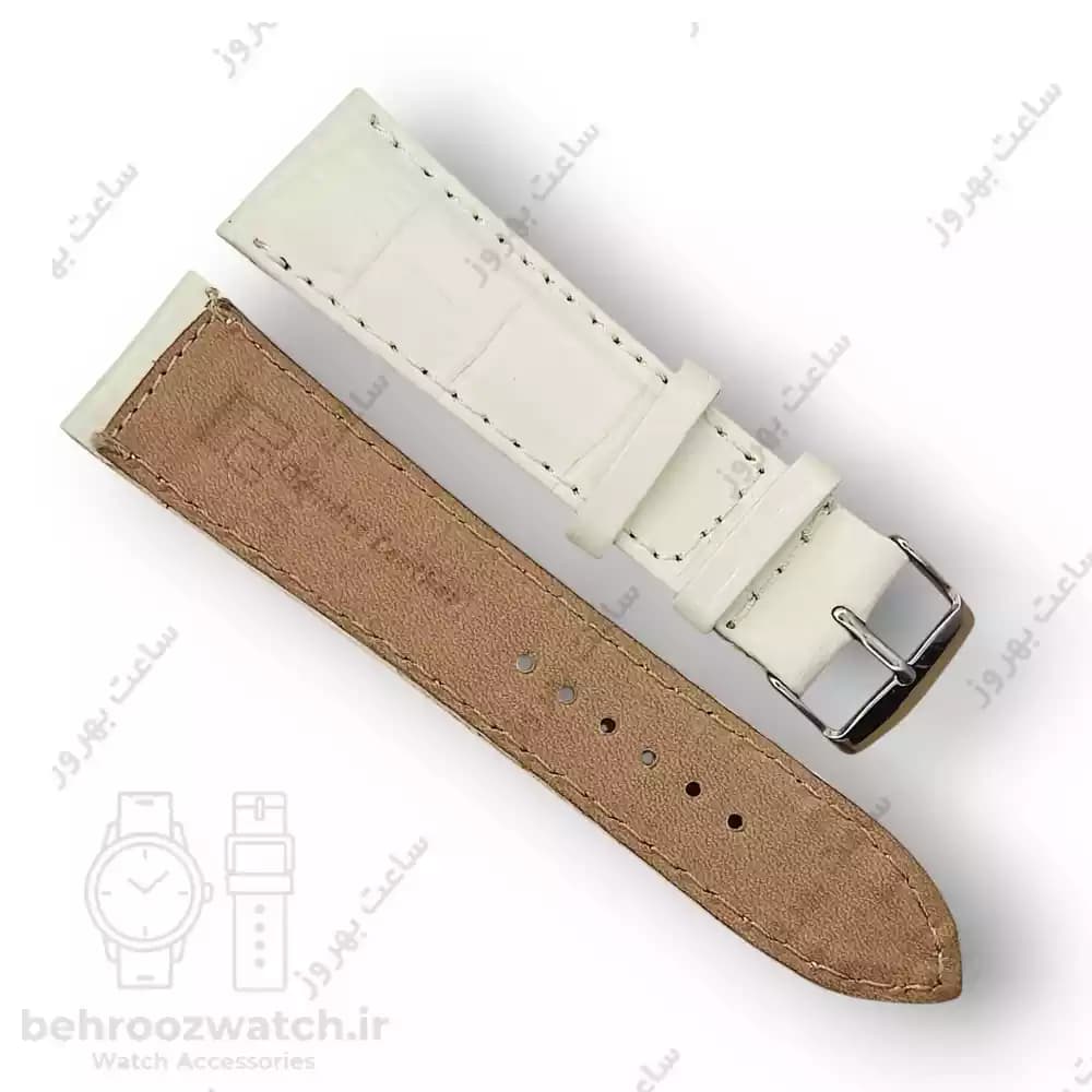 بند ساعت چرم طبیعی PG کروکودیل کرم روشن (سایز 24) — تصویر ۳