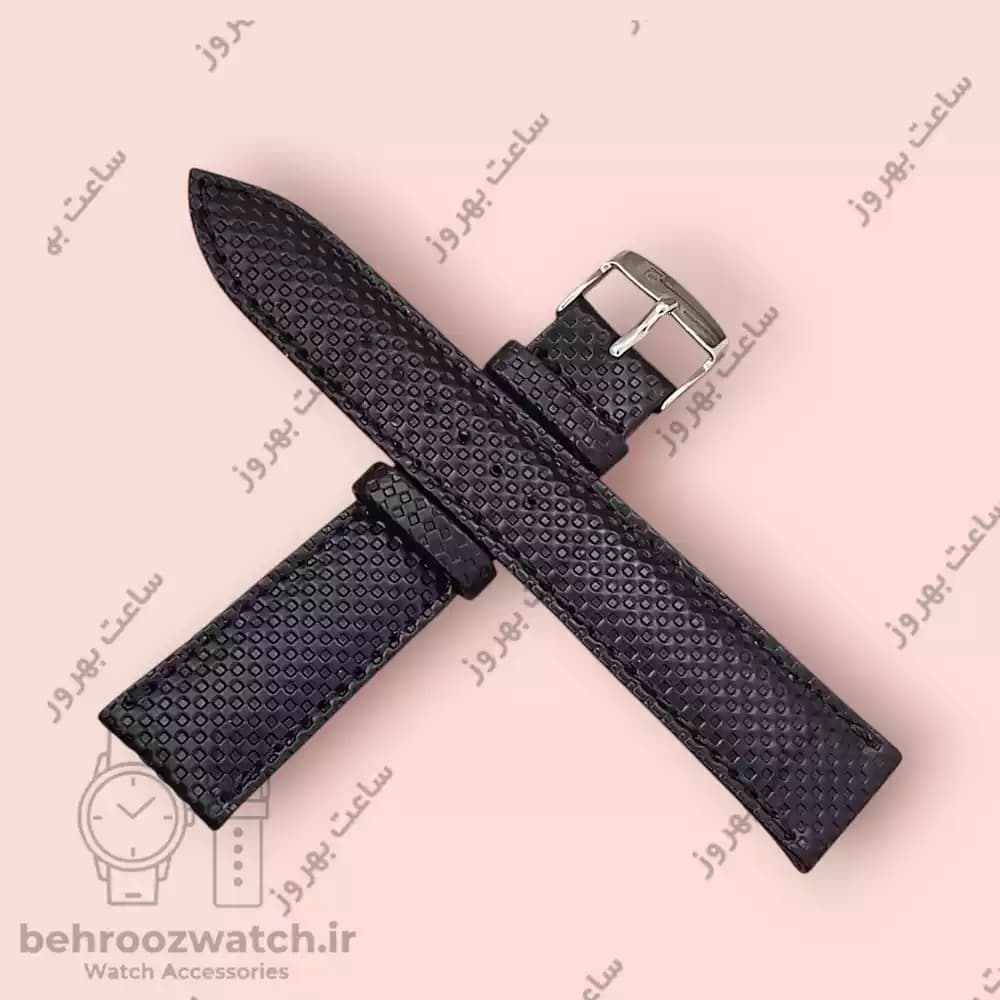 بند ساعت چرم طبیعی PG طرح دات مشکی (سایز 20) — تصویر ۴