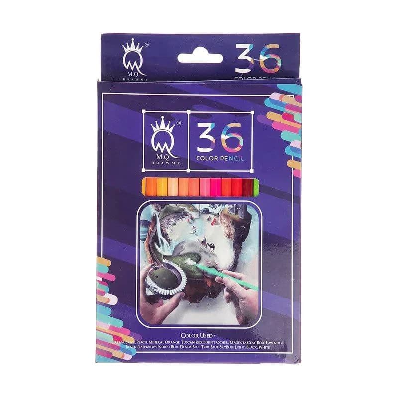 مداد رنگی 36 رنگ جعبه مقوایی ام کیو mq