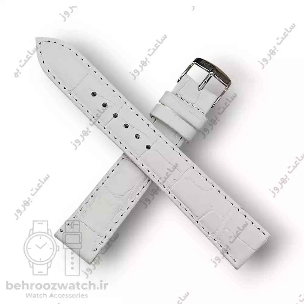 بند ساعت چرم طبیعی PG طرح کروکودیل سفید (سایز ۱۸) — تصویر ۴