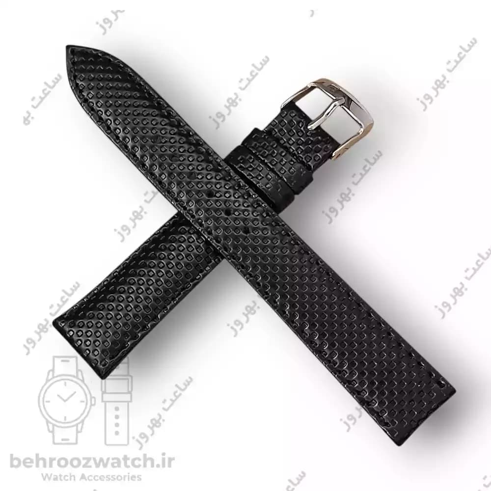 بند ساعت چرم طبیعی PG طرح دات مشکی (سایز ۱۸) — تصویر ۴