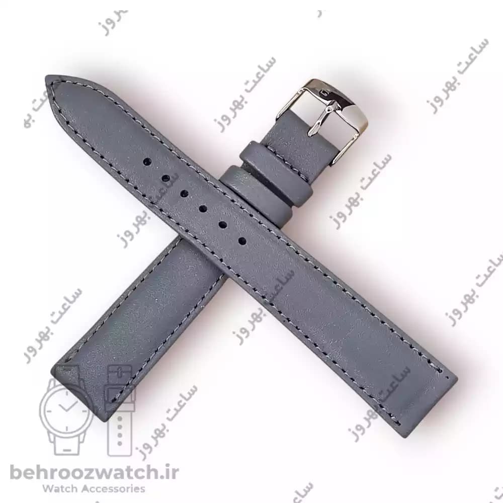 بند ساعت مچی چرم طبیعی PG سایز ۱۸ خاکستری – با کیفیت و شیک — تصویر ۴