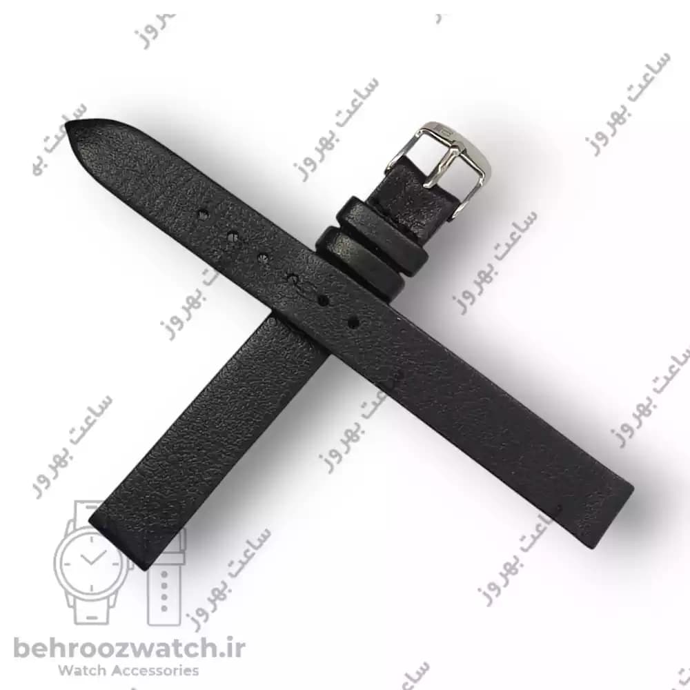 بند ساعت مچی زنانه چرم طبیعی PG ساده بدون دوخت مشکی سایز 12 — تصویر ۵