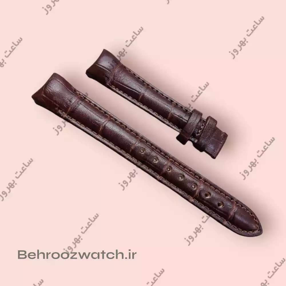 بند ساعت مچی چرم فیکس ژنو قهوه‌ای سیر طرح‌دار | سایز 16 | شیک و بادوام — تصویر ۴