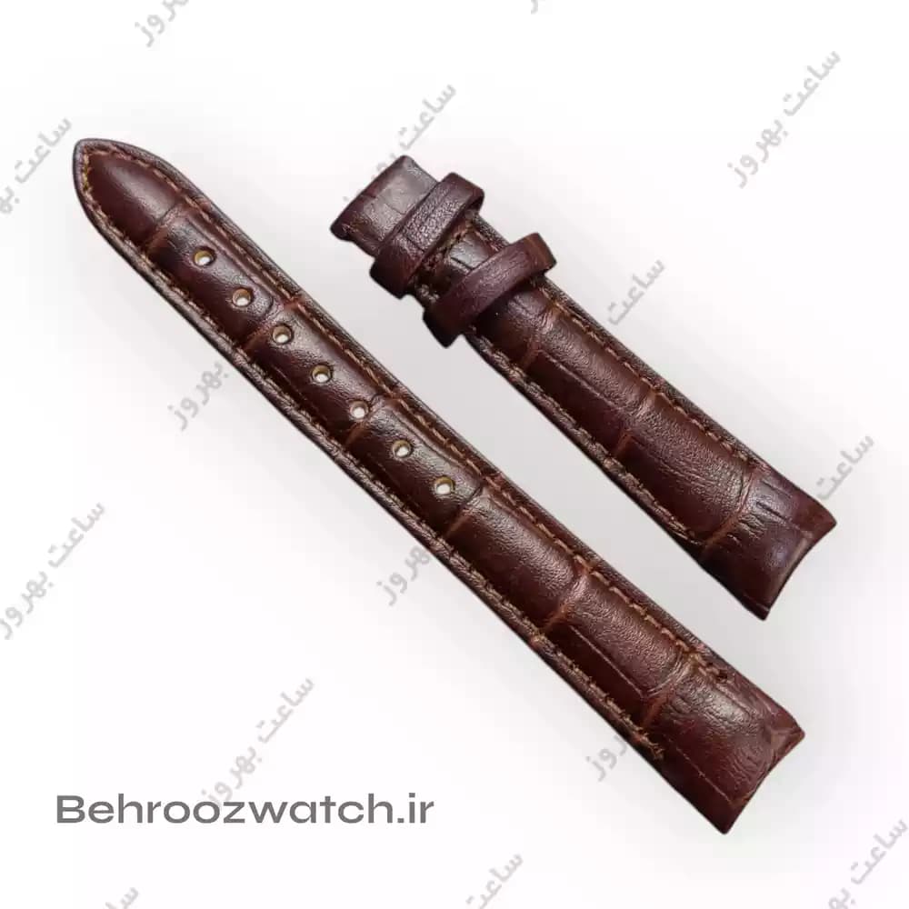 بند ساعت مچی چرم فیکس ژنو قهوه‌ای سیر طرح‌دار | سایز 16 | شیک و بادوام — تصویر ۵